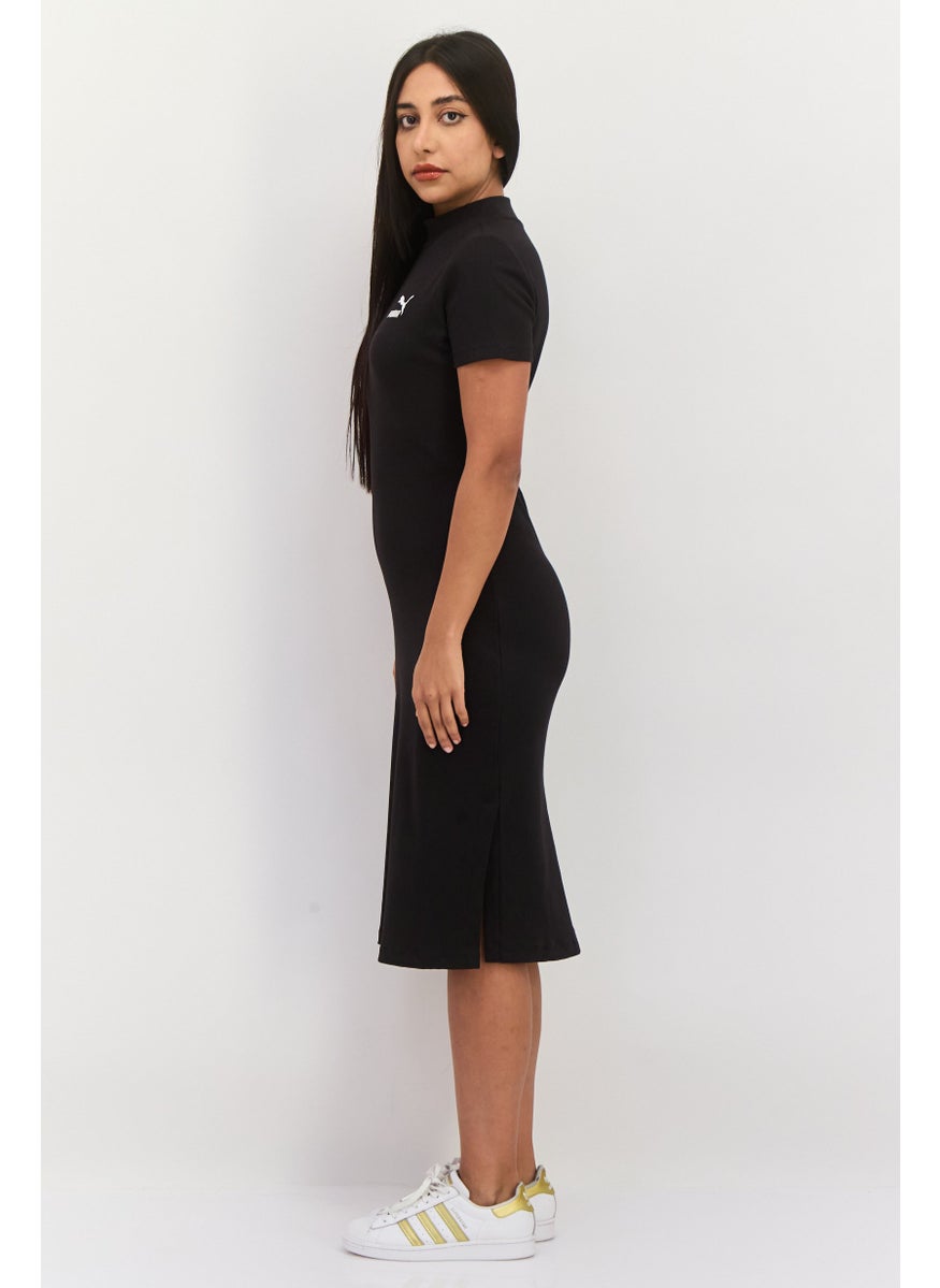PUMA - Women Embroidered Logo Midi Sports Dress, Black - Image 1
