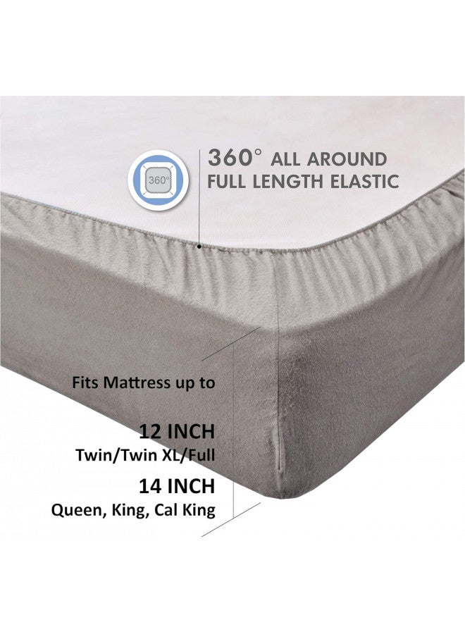 Comfort Spaces Cotton Flannel Breathable Warm Deep Pocket Sheets with Pillow Case Bedding, Queen, Grey Solid 4 Piece - Image 4