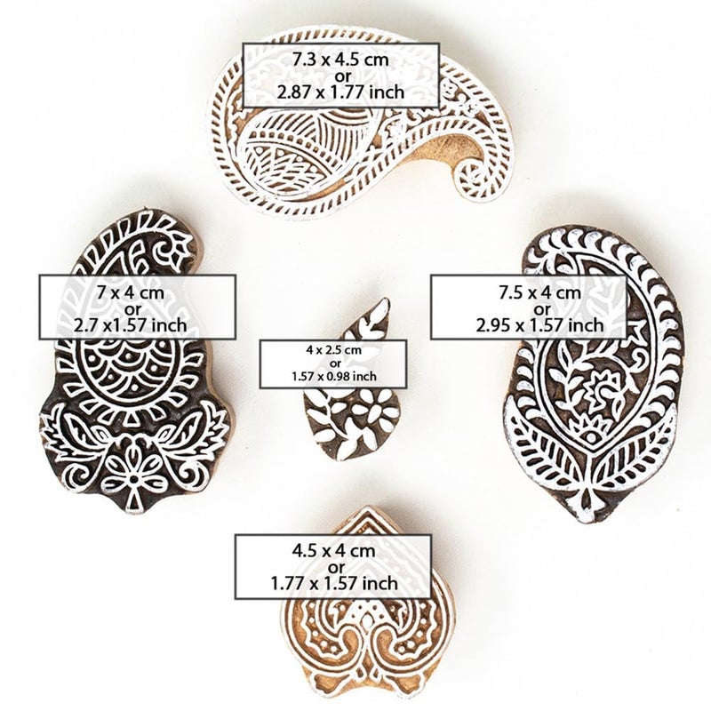 TWOGRAMS | Set of 5 | Wooden Indian Traditional Design Printing Stamps/Blocks for Printing Saree Border/Dresses/Craft Card Making/Scrapbook/Clay Pottery - Image 4
