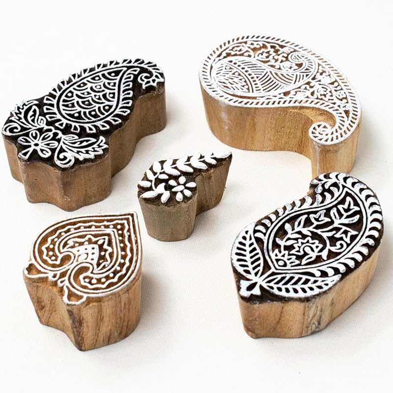 TWOGRAMS | Set of 5 | Wooden Indian Traditional Design Printing Stamps/Blocks for Printing Saree Border/Dresses/Craft Card Making/Scrapbook/Clay Pottery - Image 2