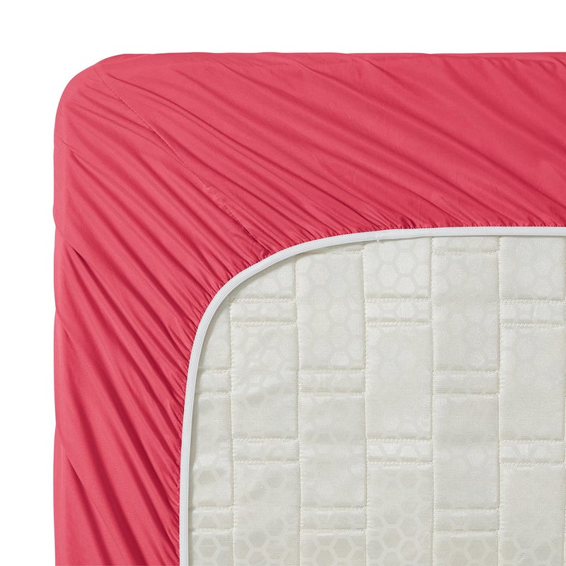 Clara Clark Bed Sheets, Premier 1800 Series 4 Piece Bed Sheet Set, Deep Pocket, Wrinkle, Fade, Stain Resistant, Luxury Soft Bedding Sheets & Pillowcases, King, Coral Pink - Image 4