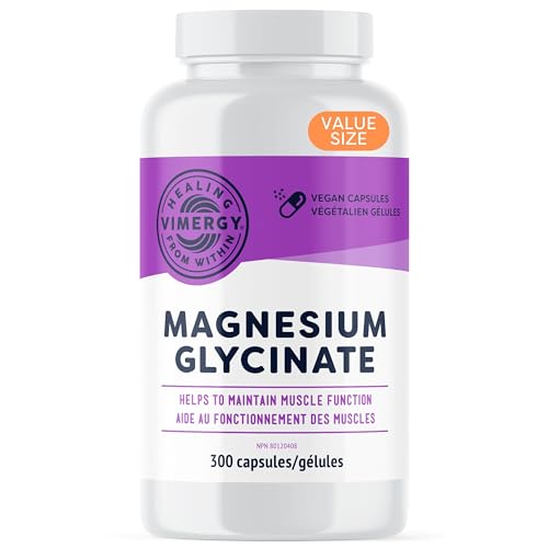 Vimergy Magnesium Glycinate Stress Support Chelated to Avoid Tummy Upset Promotes Heart Health Energy Kosher Vegan GlutenFree 300 Caps