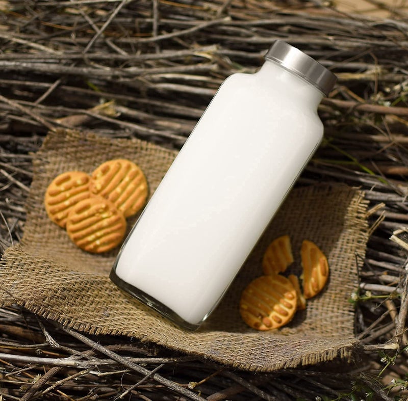 castanea Glass Water Bottle with Leak-Proof Airtight Stainless Steel Lid for Water, Smoothie, Juices - Reusable Travel Glass Drinking Fridge Bottles - 1000ml (2) - Image 4