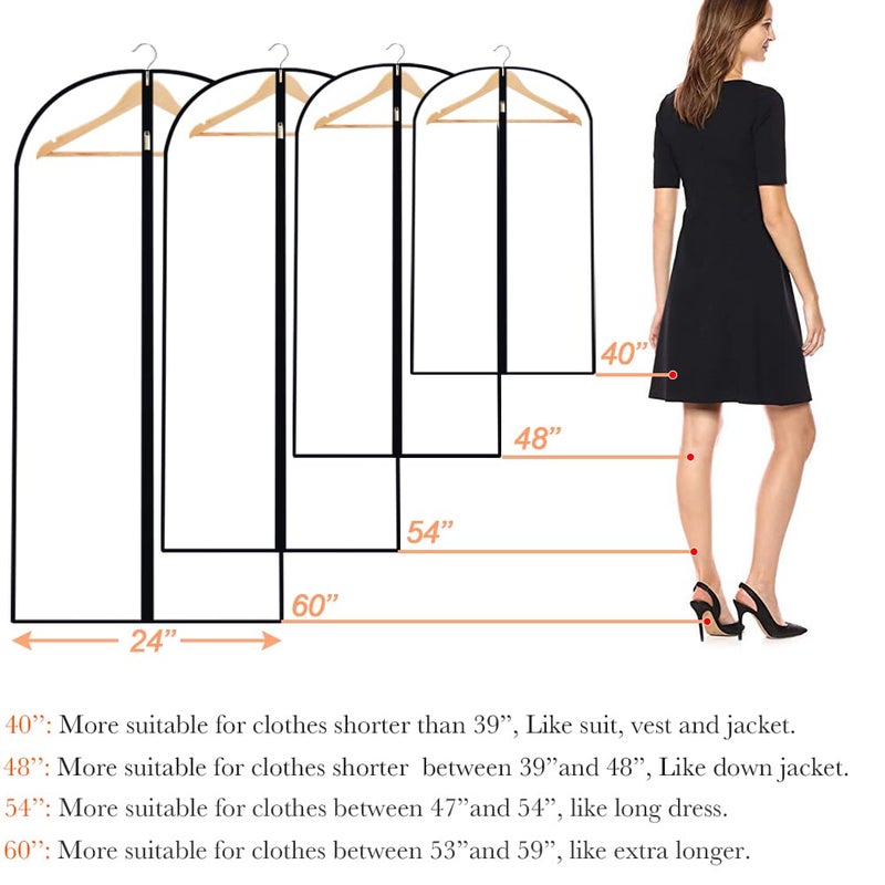HomeClean Clear Garment Bags Clothes Covers (set of 12) Clothes Storage Bag Clothes Storage Bag Hanging Travel Garment Bags with Zipper Gown Wedding Dress Garment Bag for Long Dresses - Image 2