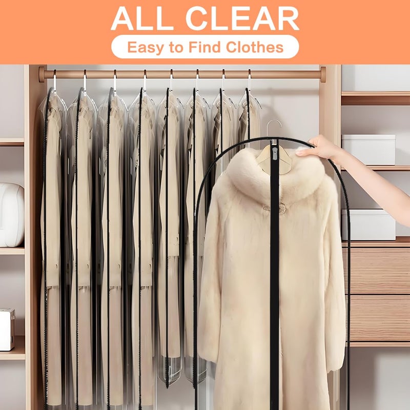 HomeClean Clear Garment Bags Clothes Covers (set of 12) Clothes Storage Bag Clothes Storage Bag Hanging Travel Garment Bags with Zipper Gown Wedding Dress Garment Bag for Long Dresses - Image 3