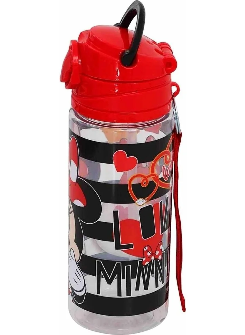 ميني ماوس Minnie Licensed Plastic Bottle with Straw 500 ml Red and Lunch Box
