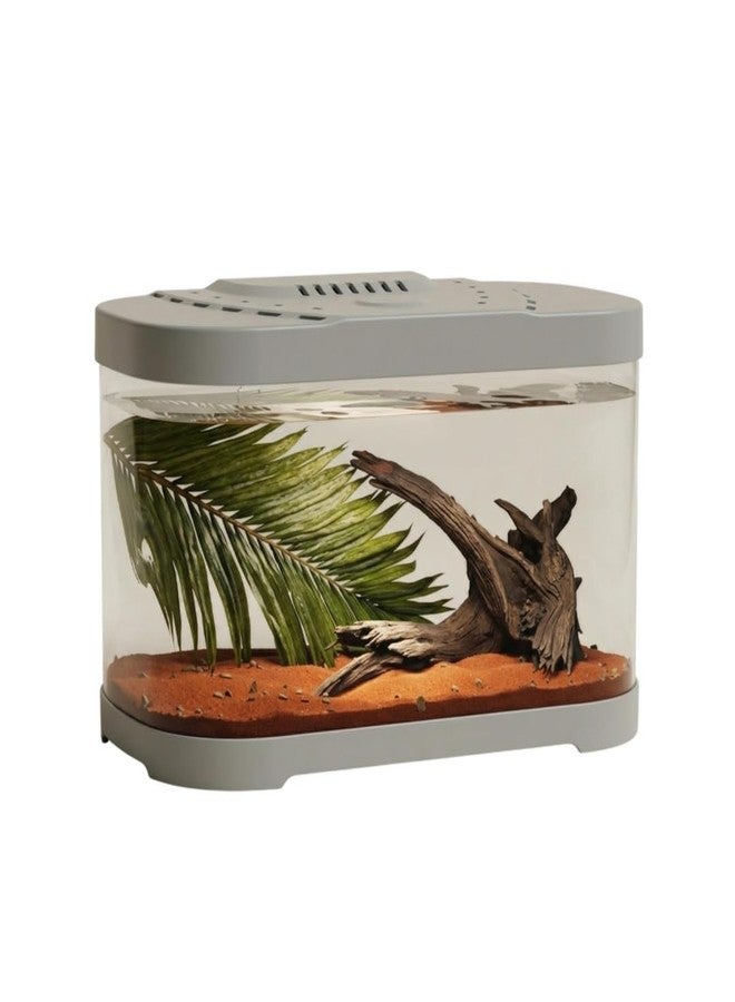 Rizopets Premium Round Fish Aquarium Tank, Complete Setup with LED Light & Built-in Filter, Modern Space-Saving Design with Top Lid, White, Small (30 cm) - Image 1