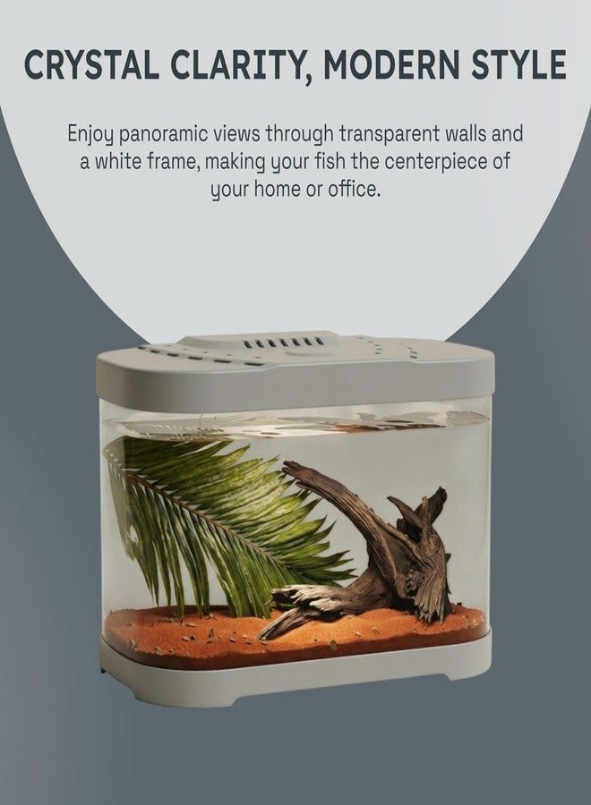 Rizopets Premium Round Fish Aquarium Tank, Complete Setup with LED Light & Built-in Filter, Modern Space-Saving Design with Top Lid, White, Small (30 cm) - Image 5