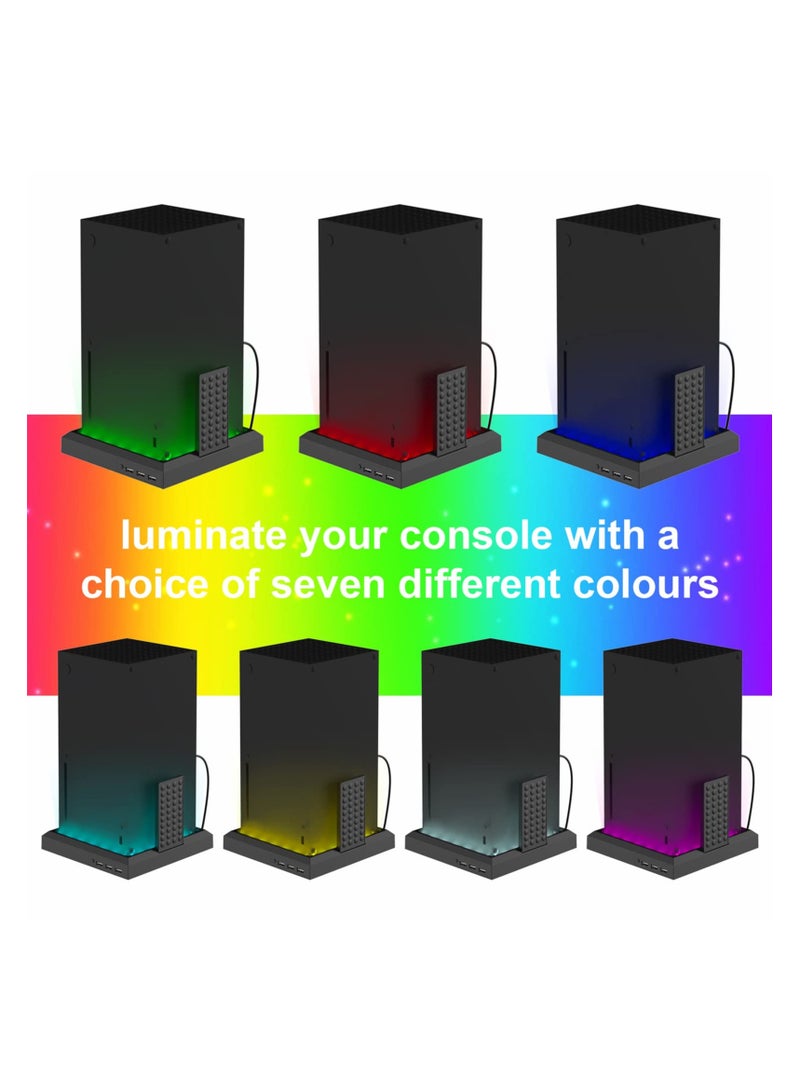 Game Console Charging Base, RGB Colorful Light Organization, Compatible with Xbox, Series X/S Black, Charging Station Dock, Safe Gamepad Console Charging Dock Charging Base with RGB LED Light - Image 5