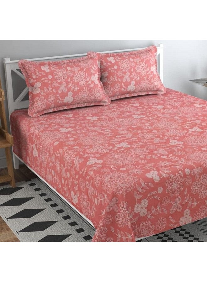 BSB HOME® 200 TC 100% Cotton Feel Bedsheet for Double Bed with Two King Size Pillow Covers Soft/Breathable Wrinkel Free - 90x100 Inches - (Multicolour, Light Pink) - Image 1