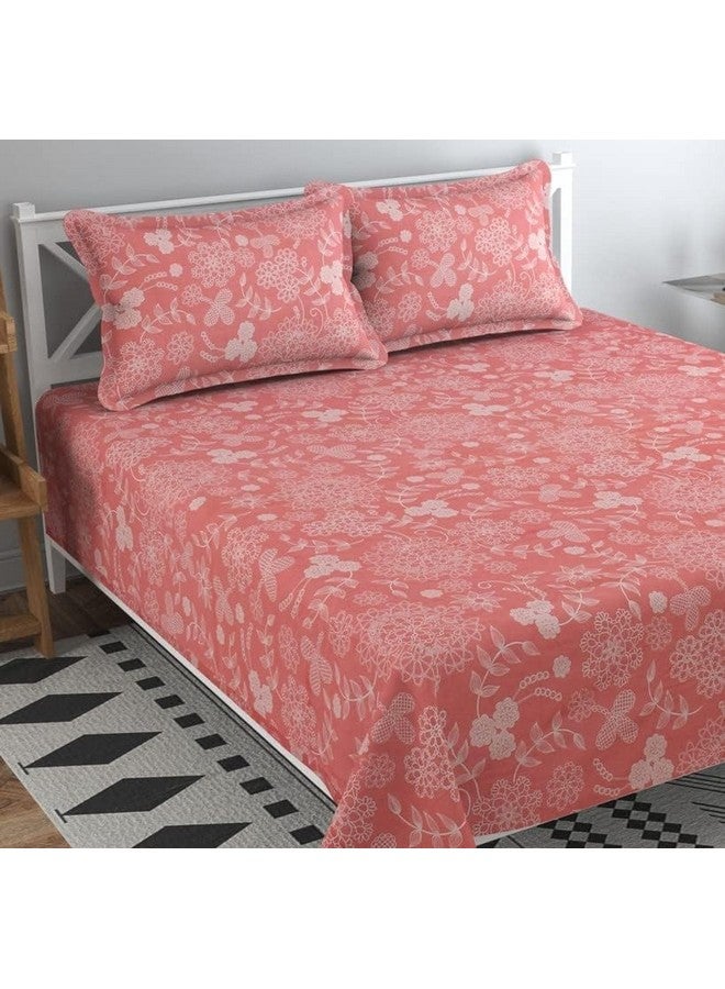 BSB HOME® 200 TC 100% Cotton Feel Bedsheet for Double Bed with Two King Size Pillow Covers Soft/Breathable Wrinkel Free - 90x100 Inches - (Multicolour, Light Pink) - Image 2