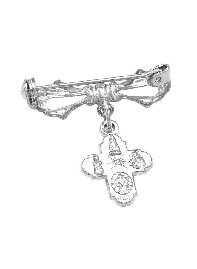 Rosemarie Collections - Women'S Religious Gift Four Way Cross Medal Petite Brooch Pin (Silver Tone) - Image 1