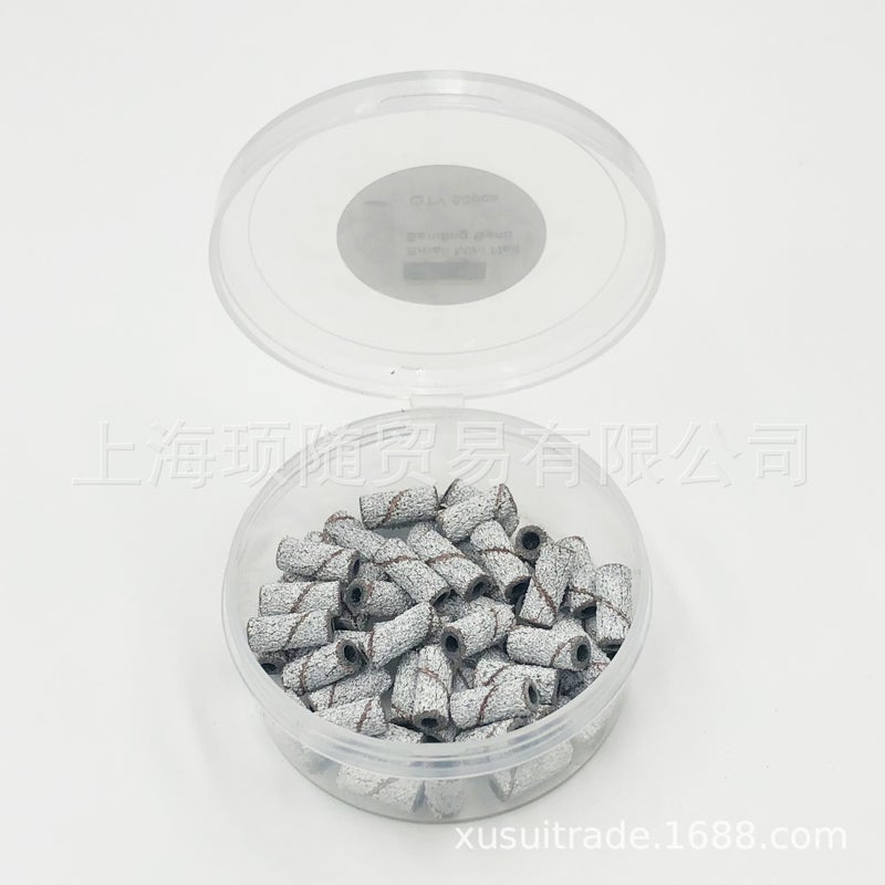 Round Box 50 Pieces Thickened Nail Polishing Small Sand Ring Mini Rotating Shaft Replacement Sand Ring Dead Skin Removing Nail Zebra White New - Image 3