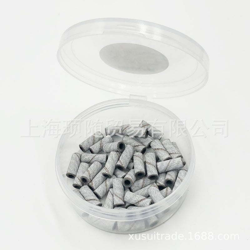 Round Box 50 Pieces Thickened Nail Polishing Small Sand Ring Mini Rotating Shaft Replacement Sand Ring Dead Skin Removing Nail Zebra White New - Image 1