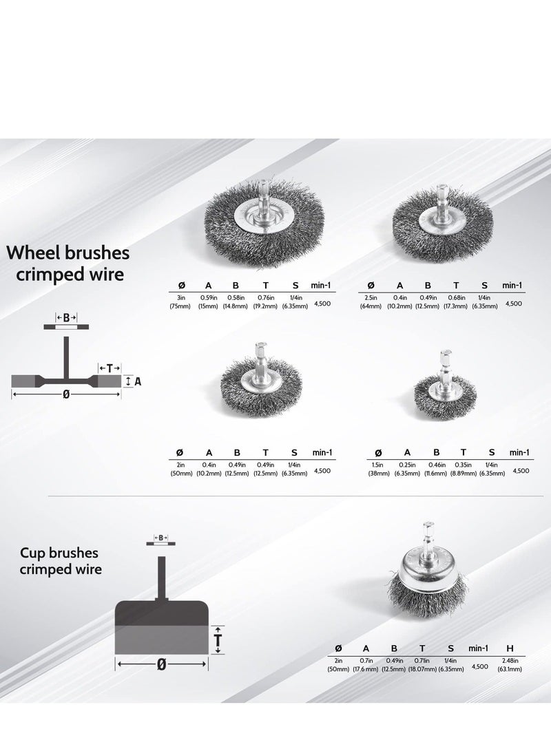 Generic Drill Wire Wheel Cup Brush Set, 6Pcs Coarse 0.010in Crimped Wires, Enhanced Durability with Thicken Face Width, 1/4In Hex Shank for Efficient Operation  - Image 5