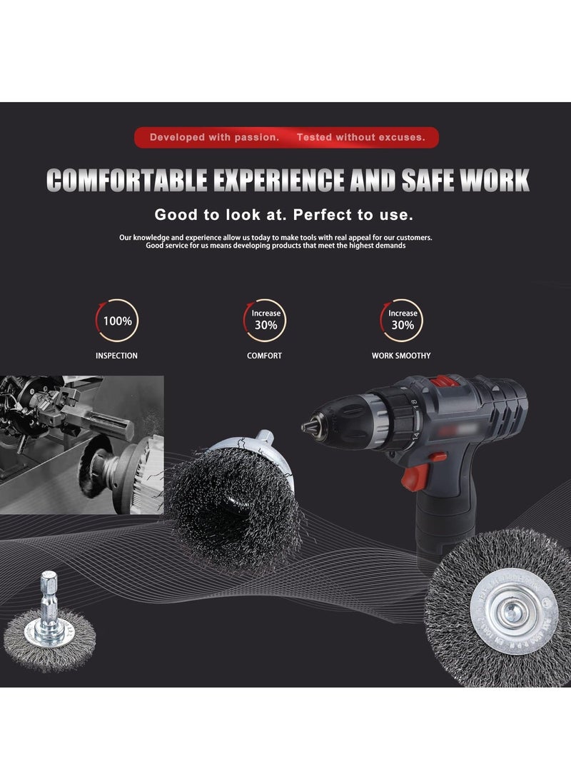 Generic Drill Wire Wheel Cup Brush Set, 6Pcs Coarse 0.010in Crimped Wires, Enhanced Durability with Thicken Face Width, 1/4In Hex Shank for Efficient Operation  - Image 3