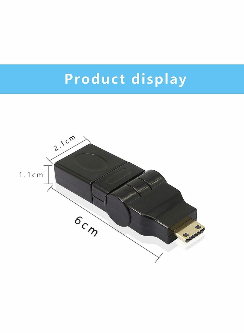 SYOSI HDMI Adapter, Mini HDMI to HDMI Adapter, 90-360 Degree Rotating, Mini HDMI Male to HDMI Female Converter Gold Plated 3D 2K, for Camera, Camcorder - Image 2