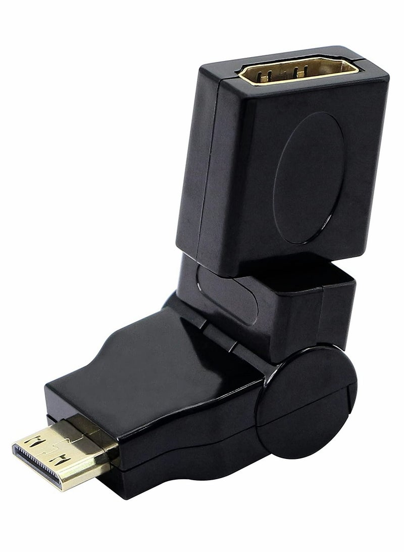SYOSI HDMI Adapter, Mini HDMI to HDMI Adapter, 90-360 Degree Rotating, Mini HDMI Male to HDMI Female Converter Gold Plated 3D 2K, for Camera, Camcorder - Image 1