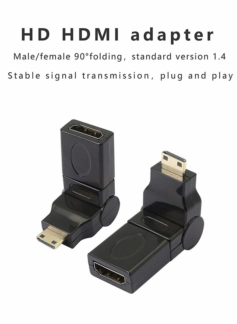 SYOSI HDMI Adapter, Mini HDMI to HDMI Adapter, 90-360 Degree Rotating, Mini HDMI Male to HDMI Female Converter Gold Plated 3D 2K, for Camera, Camcorder - Image 4