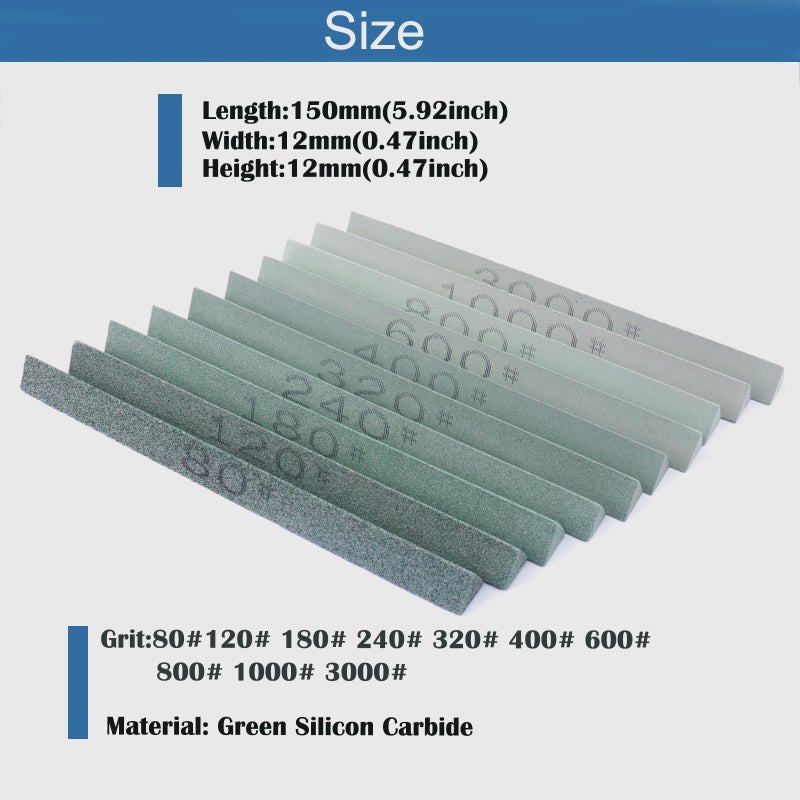 Lwcusnj 10Pcs Triangular Sharpening Stone Sticks Set  5.92Inch Green Silicon Carbide Oil Stones  Grit Sizes 80#-3000# For Models  Metal  & Knife Cutting Tools - Image 2