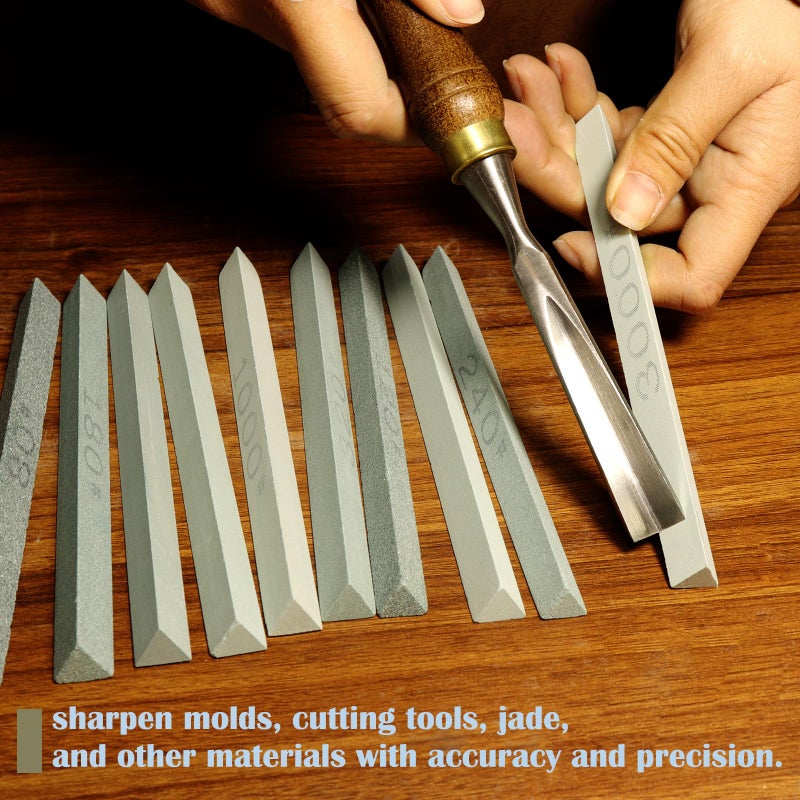 Lwcusnj 10Pcs Triangular Sharpening Stone Sticks Set  5.92Inch Green Silicon Carbide Oil Stones  Grit Sizes 80#-3000# For Models  Metal  & Knife Cutting Tools - Image 5