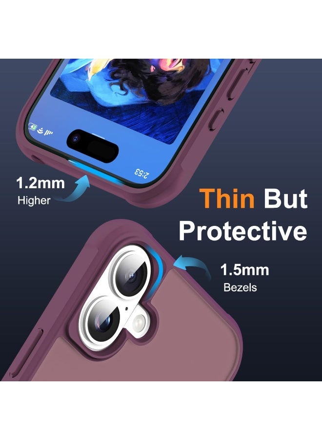 Compatible with iPhone 17 Case with Invisible Magnetic O-Ring Stand Military-Grade Translucent Phone Case for iPhone 17 6.3" [Compatible with Mag-Safe][Great Grip Feeling], Wine Red - Image 3