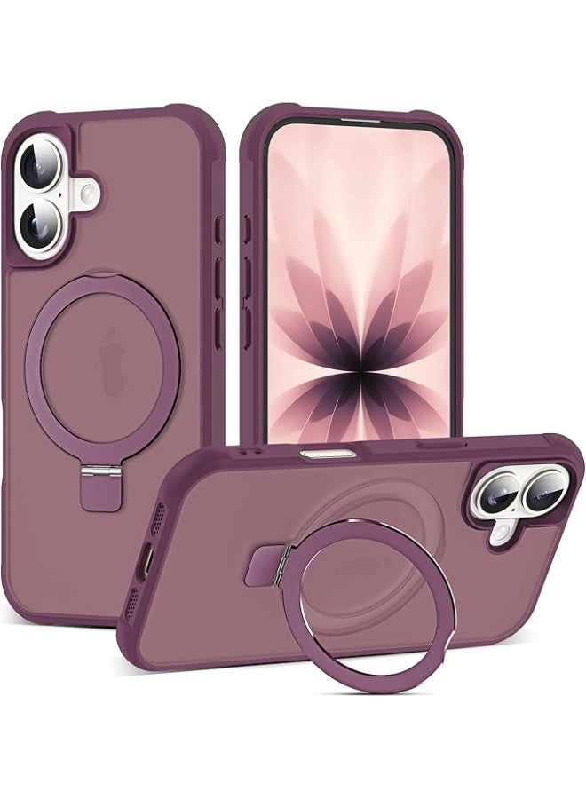 Compatible with iPhone 17 Case with Invisible Magnetic O-Ring Stand Military-Grade Translucent Phone Case for iPhone 17 6.3" [Compatible with Mag-Safe][Great Grip Feeling], Wine Red - Image 1