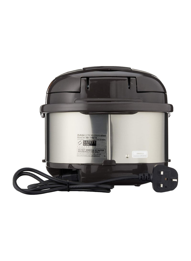 زوجيروشي جهاز طهي الأرز الإلكتروني / مدفئ 1.8 لتر ، بني غير قابل للصدأ - Image 4
