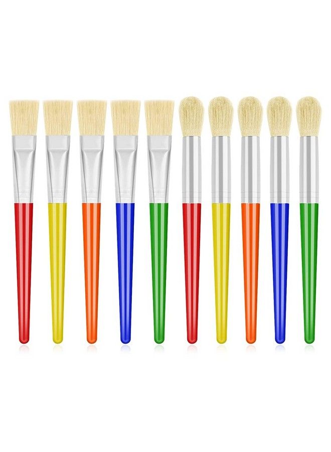 anezus 10Pcs Paint Brushes For Kids Anezus Kids Paint Brushes Toddler Large Chubby Paint Brushes Round And Flat Preschool Paint Brushes For Washable Paint Acrylic Paint - Image 1