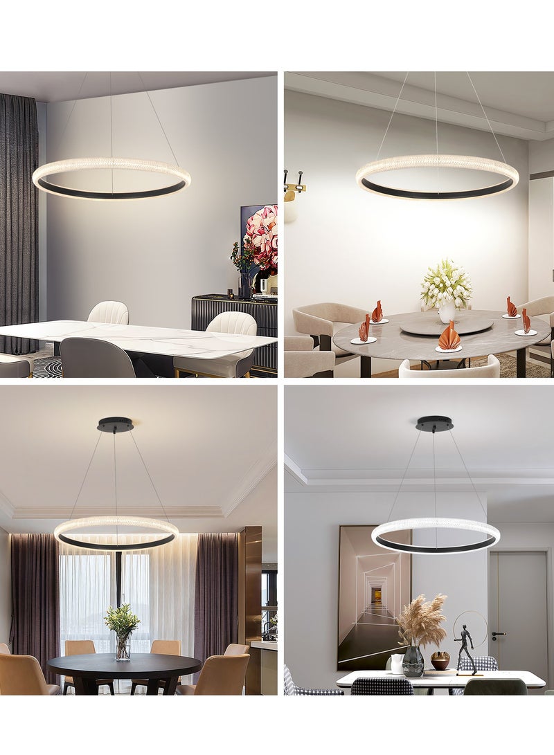 YATAI LIGHTING Modern LED Bedroom Chandelier, Black Ring Chandelier for Living Room, Dining Room, and Study, Dimmable and Adjustable Height Chandelier Light, 10-15㎡,38W,3000-6000K  - Image 2