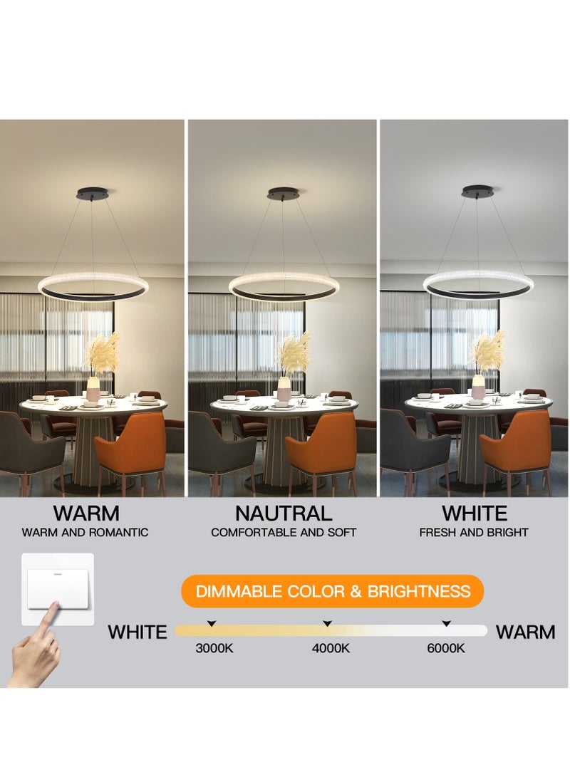 YATAI LIGHTING Modern LED Bedroom Chandelier, Black Ring Chandelier for Living Room, Dining Room, and Study, Dimmable and Adjustable Height Chandelier Light, 10-15㎡,38W,3000-6000K  - Image 4