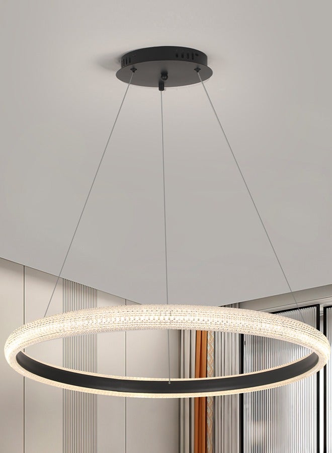 YATAI LIGHTING Modern LED Bedroom Chandelier, Black Ring Chandelier for Living Room, Dining Room, and Study, Dimmable and Adjustable Height Chandelier Light, 10-15㎡,38W,3000-6000K  - Image 1