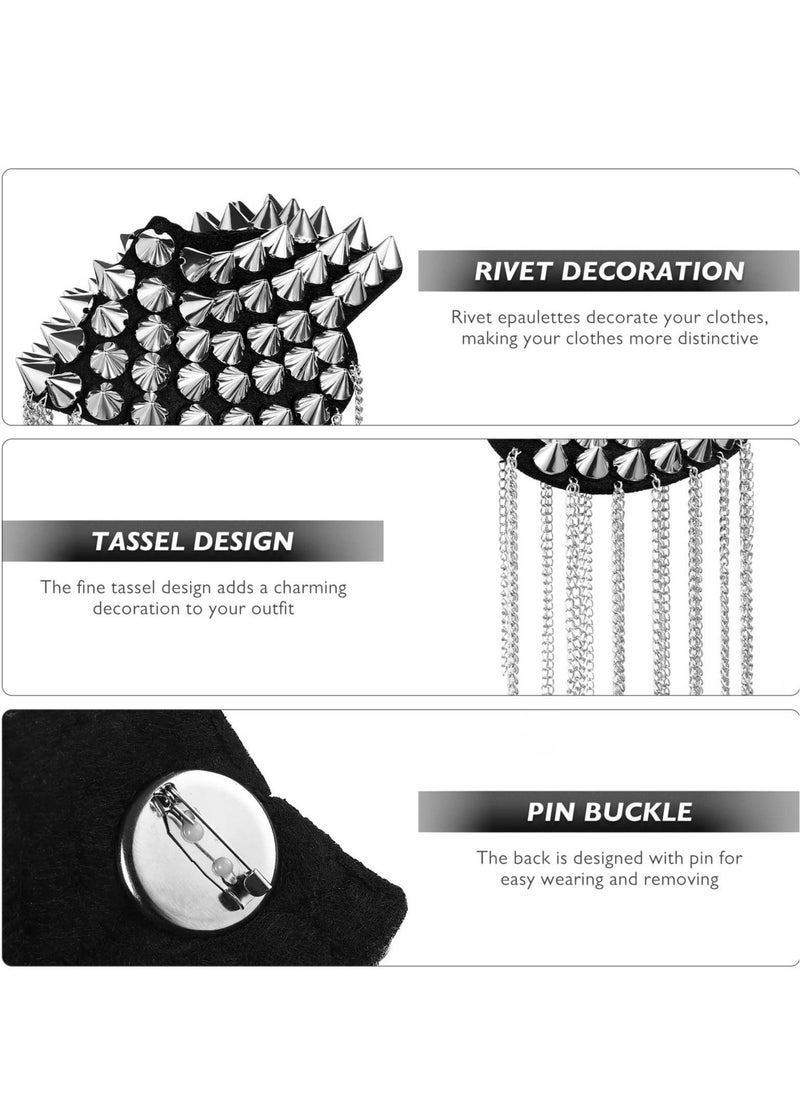1 Pair Rivet Tassel Chain Epaulet Fringe Shoulder Pieces Rivet Shoulder Epaulets Tassel Chain Blazer Uniform Accessories for Women Men - Image 4