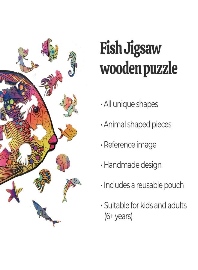 91Knots | Rainbow Fish 84 Pieces Wooden Jigsaw Puzzle for Kids 6+ | Fun Animal Brain Teaser | Supports Early Learning, Cognitive Development, Fine Motor Skills, Spatial Intelligence, Memory & Focus - Image 2