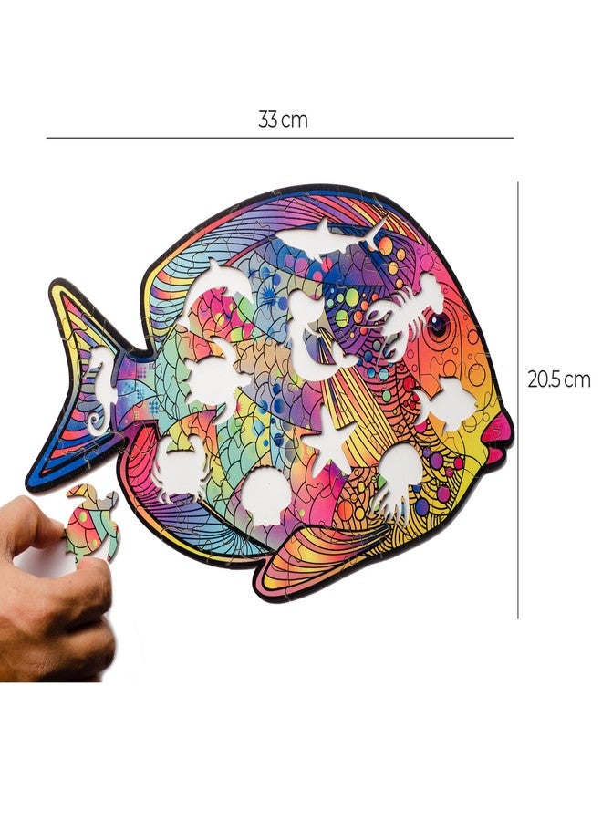 91Knots | Rainbow Fish 84 Pieces Wooden Jigsaw Puzzle for Kids 6+ | Fun Animal Brain Teaser | Supports Early Learning, Cognitive Development, Fine Motor Skills, Spatial Intelligence, Memory & Focus - Image 3