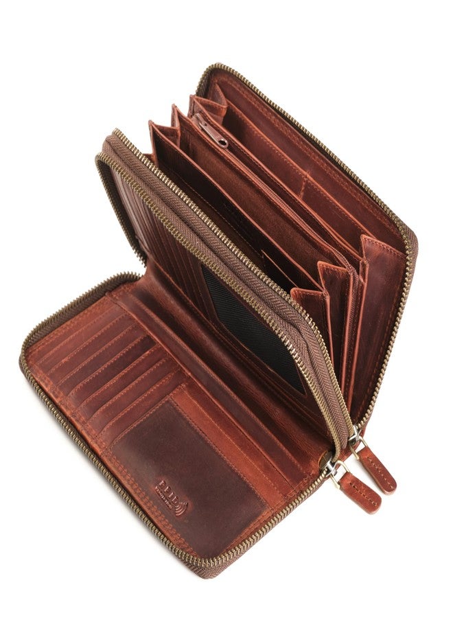 Lavalen Leather RFID Wallet Women – Modern RFID Womens Wallet- Big Multiple Compartments – Credit Card Holder – Handcrafted Genuine Leather -Carteras de Mujer Piel. - Image 1
