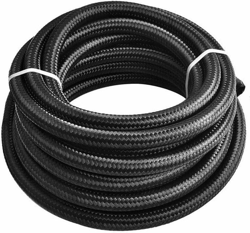 CHOWTY 12AN 20Feet Stainless Steel Nylon Braided Fuel Line Hose - Black - Image 1