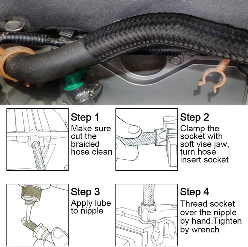 CHOWTY 12AN 20Feet Stainless Steel Nylon Braided Fuel Line Hose - Black - Image 5