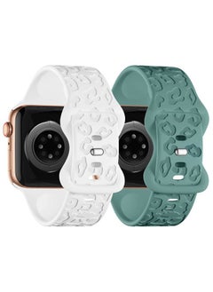 IKANFI 2Pack Leopard Engraved Bands Compatible with Apple Watch Band 49mm 46mm 45mm 44mm 42mm Women, Silicone Cheetah Sport Strap for iWatch Series SE 10 9 8 7 6 5 4 3 2 1,Ultra-WTCS42  - Image 2