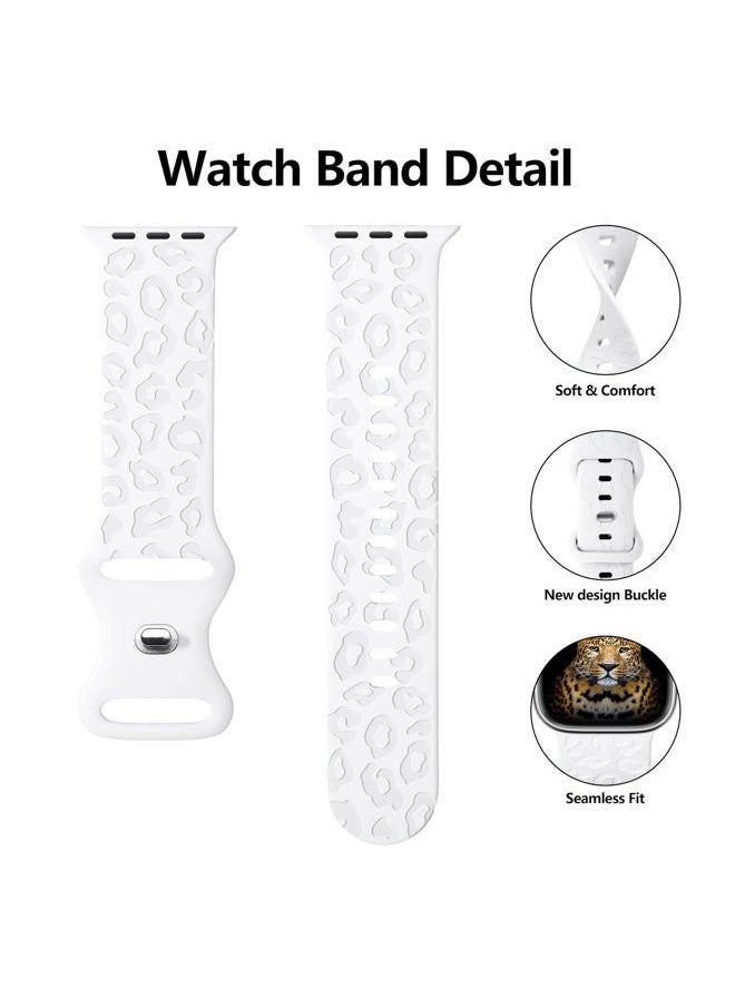 IKANFI - 2Pack Leopard Engraved Bands Compatible with Apple Watch Band 49mm 46mm 45mm 44mm 42mm Women, Silicone Cheetah Sport Strap for iWatch Series SE 10 9 8 7 6 5 4 3 2 1,Ultra-WTCS42 - Image 1