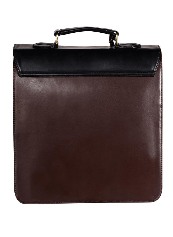 Walrus Maestro Series Black Vegan Leather 15.6 Inch Laptop Bag with Sleeve - Unisex, Dual Main Compartments, Lightweight & Stylish,Expandable Office Bag for Men & Women - Image 3