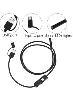 ماركة غير محددة كاميرا فحص المنظار 3 في 1 مدمجة بـ 6 مصابيح LED IP67 مقاومة للماء بمنفذ USB من النوع C للهواتف الذكية/الكمبيوتر الشخصي التي تعمل بنظام Android  - Image 3