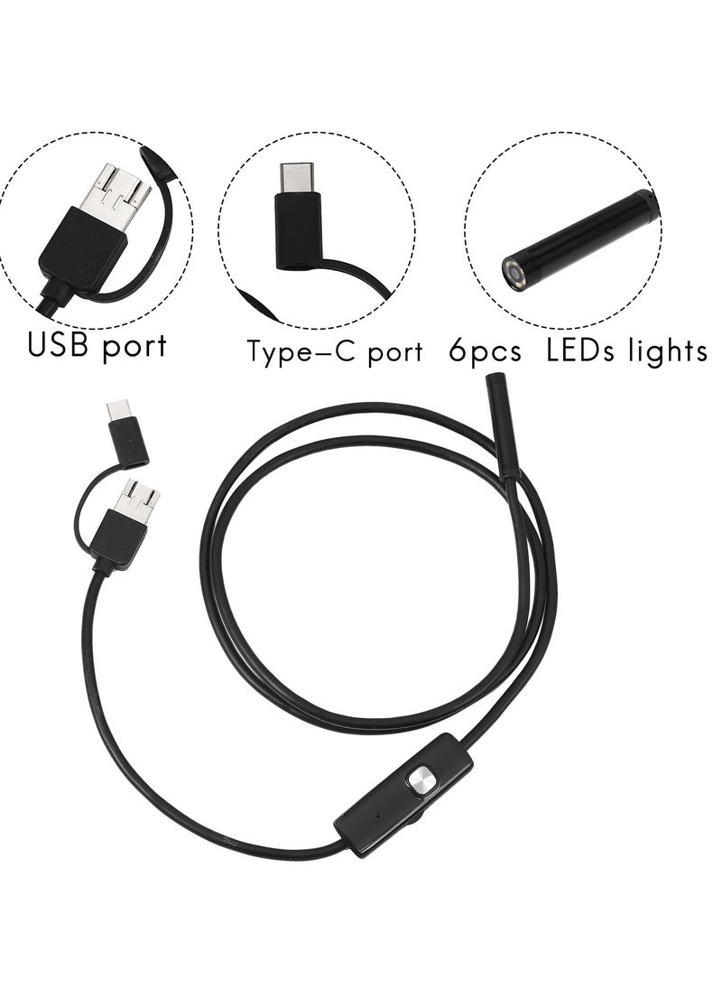 Generic - 3-In-1 Endoscope Inspection Camera Built-in 6 LEDs IP67 Waterproof USB Type-C Endoscope for Android Smartphones/PC - Image 1