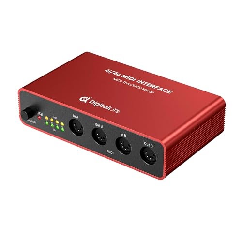 DigitalLife StandAlone QuadIO 5PIN DIN MIDI Interface MIDI Thru Box 4In4Out MIDI Merge Box 2In4Out wLED Indicators Metal No computer needed - Image 1