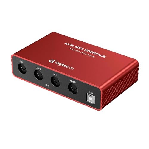 DigitalLife StandAlone QuadIO 5PIN DIN MIDI Interface MIDI Thru Box 4In4Out MIDI Merge Box 2In4Out wLED Indicators Metal No computer needed - Image 3