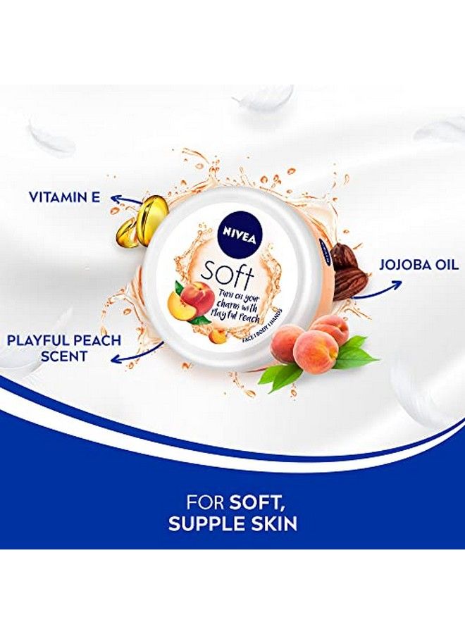 Nivea Soft Light Moisturizer Cream Playful Peach With Vitamin E & Jojoba Oil For Face Hands And Body 100 Ml - Image 4