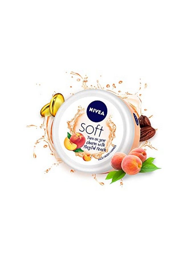 Nivea Soft Light Moisturizer Cream Playful Peach With Vitamin E & Jojoba Oil For Face Hands And Body 100 Ml - Image 1