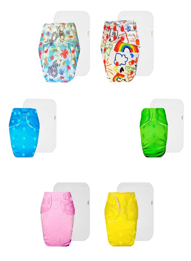 حفاضات دمبلدو القماشية الممتازة مع حشوة قطنية (عبوة من 6) | ناعمة ولطيفة | مانعة للتسرب | مناسبة للسفر | للاستخدام طوال اليوم | من 3 أشهر إلى 3 سنوات | للجنسين - Image 1