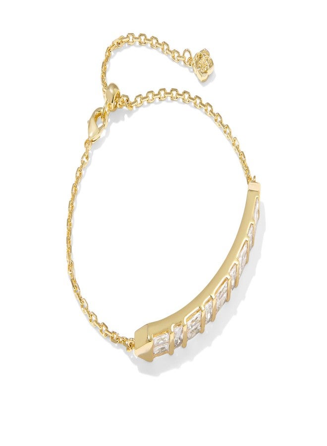 كيندرا سكوت سوار كيندرا سكوت النسائي جيمي ذو السلسلة الرقيقة، ذهبي اللون مع زركونيا مكعبة بيضاء، مقاس واحد.