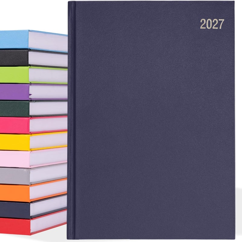 evelay 2027 Diary A4 A5 Page a Day - Hardback Planner Organiser Journal with 70gsm Paper & Ribbon Marker - Ideal for Work, School & Personal Planning (A4, Navy) - Image 1
